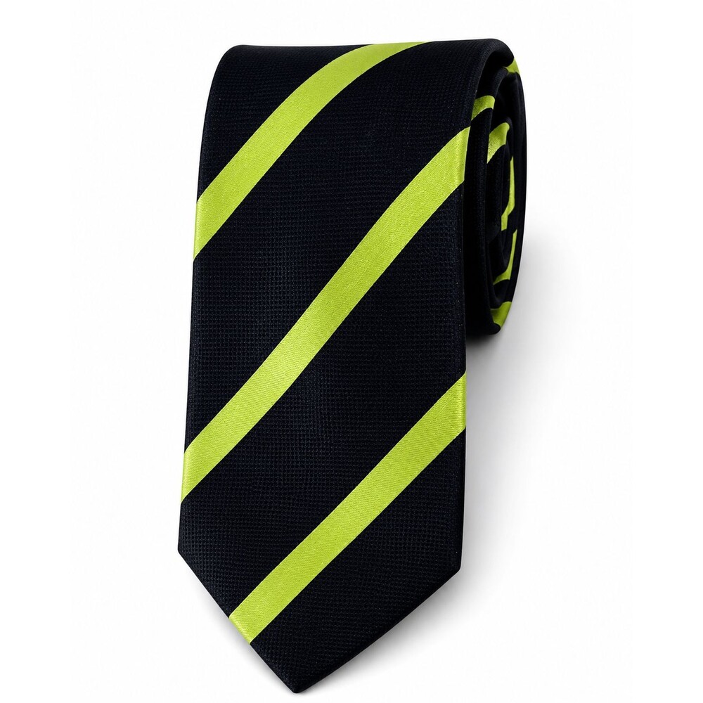 Banana Republic Silk Necktie Black Green Striped Mens Tie Business Classic